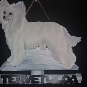 Pitkäkarvainen Kiinanharjakoira tervetuloakyltti