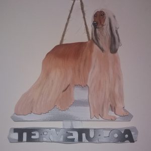 Afgaaninvinttikoira tervetuloakyltti