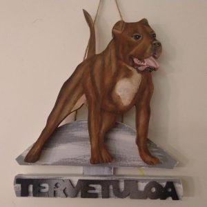 Amerikan pittbullterrieri tervetuloakyltti
